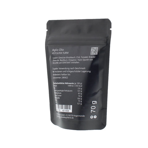 #STOLPER TURM - Aglio Olio Beutel mit Druckverschluss 70g MHD