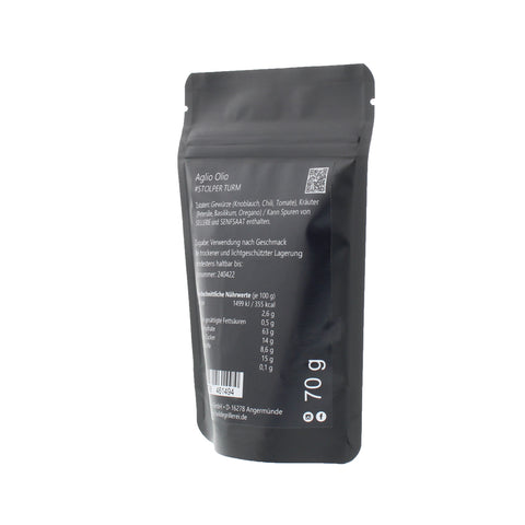 #STOLPER TURM - Aglio Olio Beutel mit Druckverschluss 70g MHD