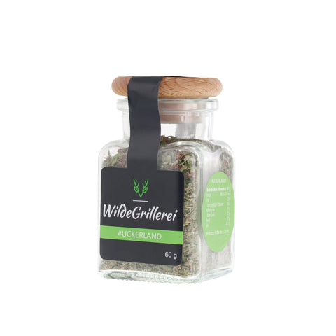 Multitalent-Gewürz - #UCKERLAND - Glas mit Holzdeckel 60g MHD