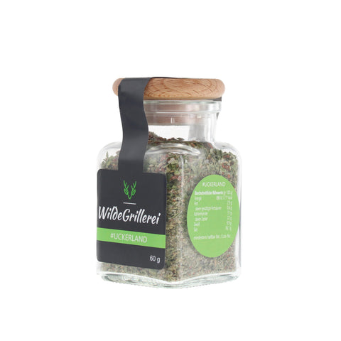 Multitalent-Gewürz - #UCKERLAND - Glas mit Holzdeckel 60g MHD