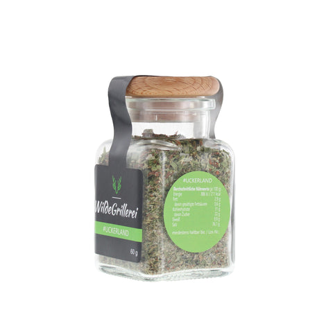 Multitalent-Gewürz - #UCKERLAND - Glas mit Holzdeckel 60g MHD