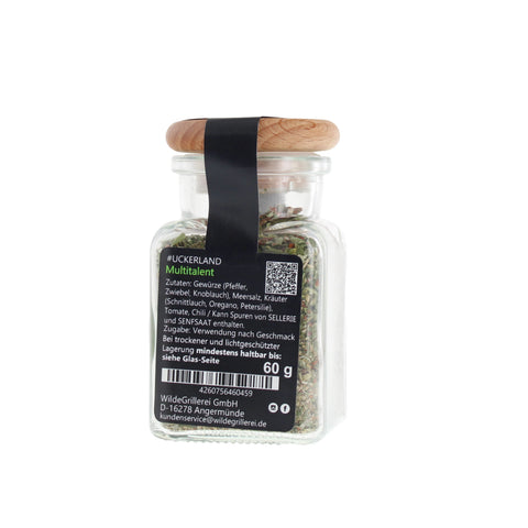 Multitalent-Gewürz - #UCKERLAND - Glas mit Holzdeckel 60g MHD