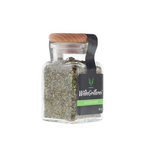 Multitalent-Gewürz - #UCKERLAND - Glas mit Holzdeckel 60g MHD