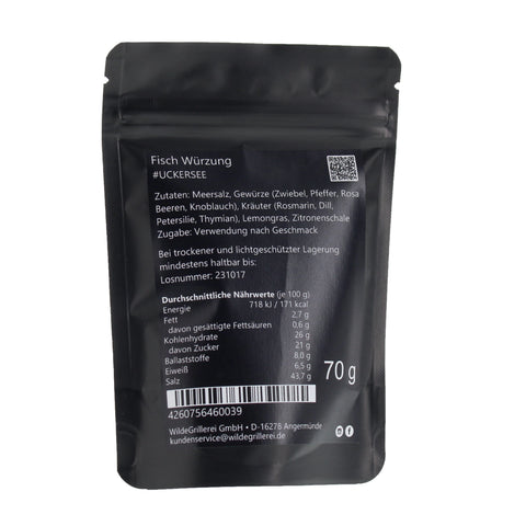 #UCKERSEE - Fisch Würzung Beutel mit Druckverschluss 70g MHD