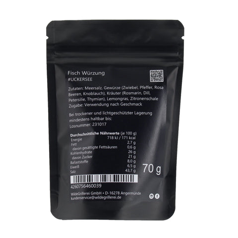 #UCKERSEE - Fisch Würzung Beutel mit Druckverschluss 70g MHD