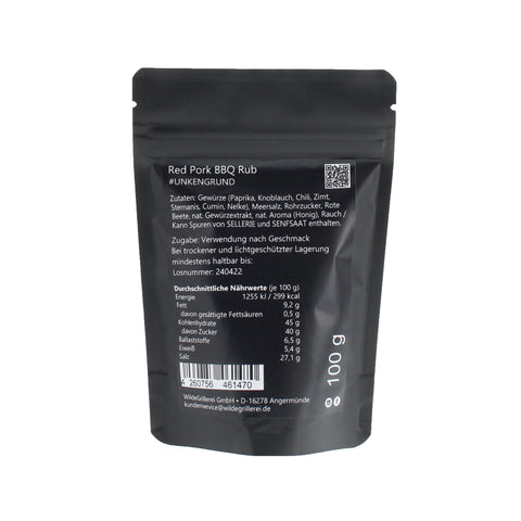 #UNKENGRUND - Red Pork BBQ Rub Beutel mit Druckverschluss 100g MHD