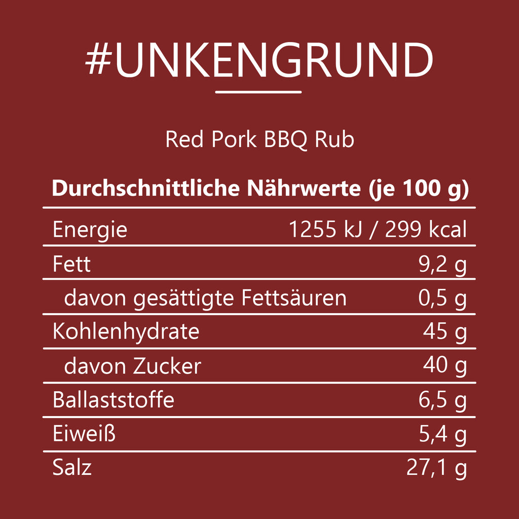 #UNKENGRUND - Red Pork BBQ Rub Beutel mit Druckverschluss 100g MHD