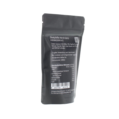 #VIERBRÜDERPLATZ - Steakpfeffer Hot & Spicy Beutel mit Druckverschluss 95g MHD