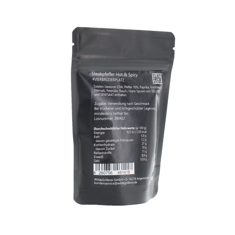#VIERBRÜDERPLATZ - Steakpfeffer Hot & Spicy Beutel mit Druckverschluss 95g MHD