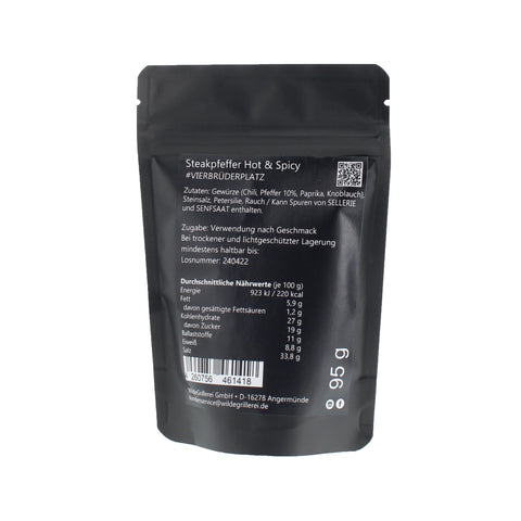 #VIERBRÜDERPLATZ - Steakpfeffer Hot & Spicy Beutel mit Druckverschluss 95g MHD