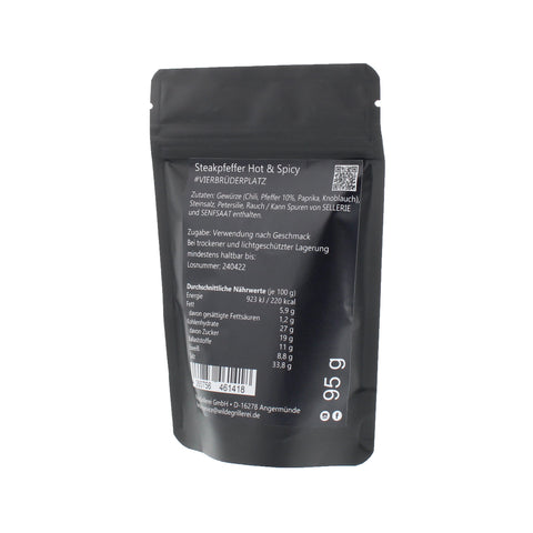 #VIERBRÜDERPLATZ - Steakpfeffer Hot & Spicy Beutel mit Druckverschluss 95g MHD